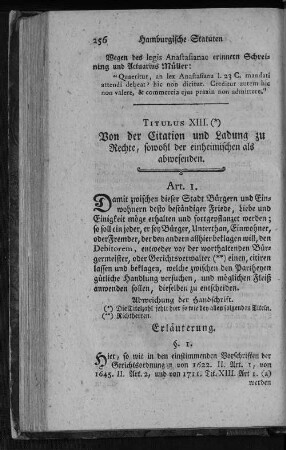 Titulus XIII. Von der Citation und Ladung zu Rechte, sowohl der einheimischen als abwesenden.