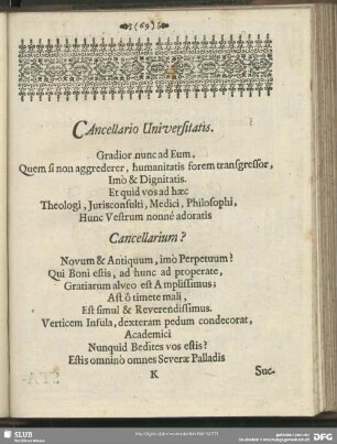 Cancellario Universitatis