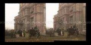 Soldaten vor Schloss des Barons Heinzel von Hohenfels bei Lodz