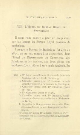 VIII. L'Hôtel du Bureau Royal de Statistique