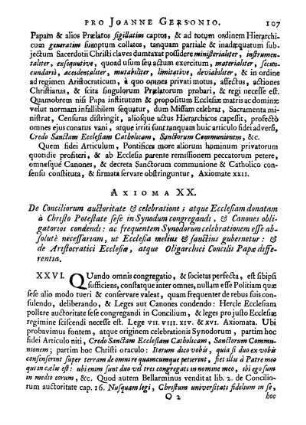 Axioma XX. De Conciliorum auctoritate & celebratione [...]