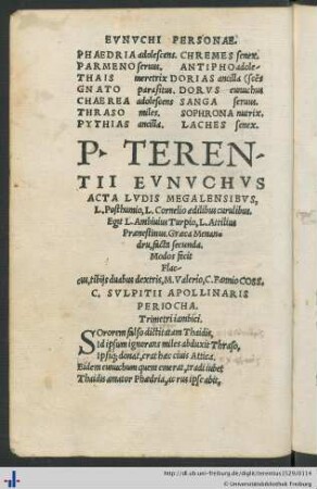 P. Terentii Eunuchus.