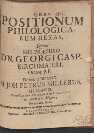 Positionum philologicarum hexas