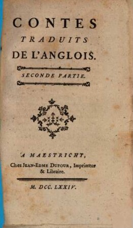 Contes Traduits De L'Anglois. 2