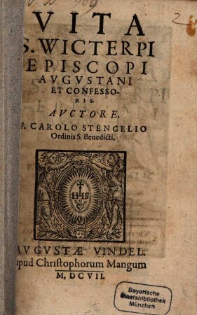 Vita S. Wicterpi Episcopi Avgvstani Et Confessoris