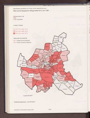 Stimmenanteile der SPD in den Stadtteilen
