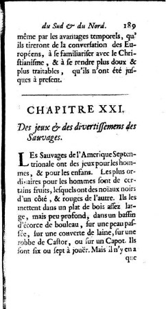 Des jeux, ] des divertissemens des Sauvages.