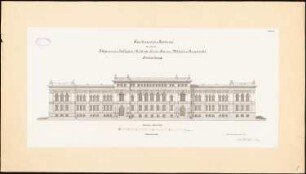 Kollegiengebäude der Kaiser-Wilhelm-Universität Straßburg Wettbewerb: Aufriss Rückansicht 1:200