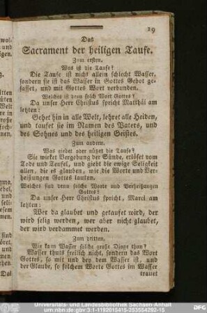 Das Sacrament der heiligen Taufe.