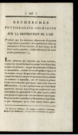 RECHERCHES PHYSIOLOGICO-CHIMIQUES SUR LA DESTRUCTION DE L´AIR