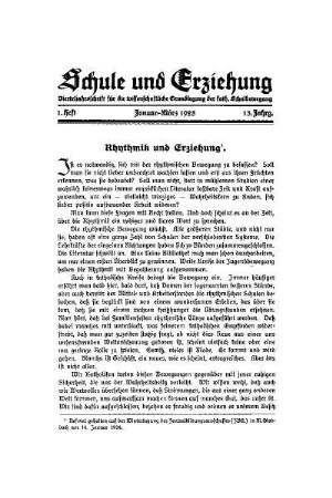 Rhythmik und Erziehung