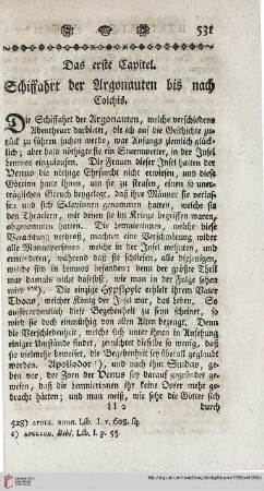 Das erste Capitel: Schiffart der Argonauten bis nach Colchis