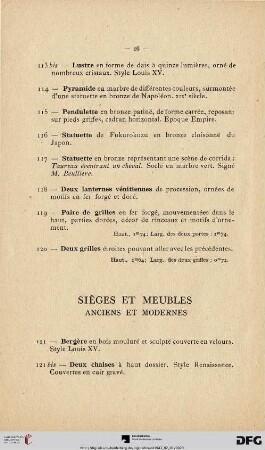 Sièges Et Meubles (Nr. 121-132)