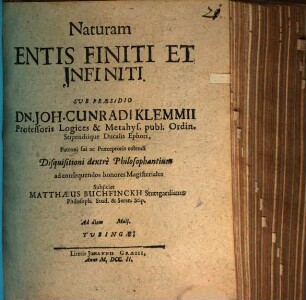 Natura entis finiti et infiniti