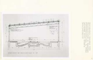 Wassersportclub am Müggelsee, Berlin-Friedrichshagen (Diplomarbeit bei Bernhard Hermkes): Winterruderraum, Detail-Schnitt 1:20
