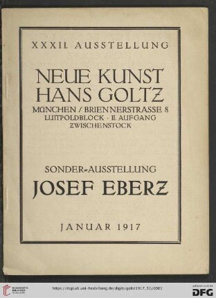 Nr. 32: Ausstellung: Josef Eberz : Sonder-Ausstellung : Januar 1917