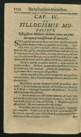 Cap. IV. De Syllogismis Modalibus.
