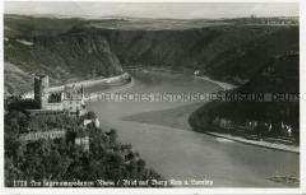 Blick auf Rhein-Landschaft mit Burg Katz und Loreley