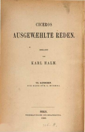 Cicero's ausgewählte Reden, 7