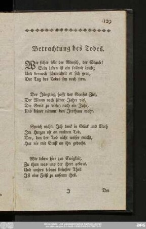 Betrachtung des Todes.