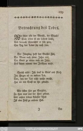 Betrachtung des Todes.
