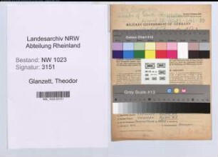 Entnazifizierung Theodor Glanzett , geb. 28.02.1897 (Landwirt)