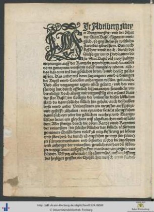 Mandat von eynem Ersamen Rat der stat Basel