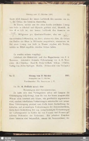 No. 12. Sitzung vom 19. Oktober 1883