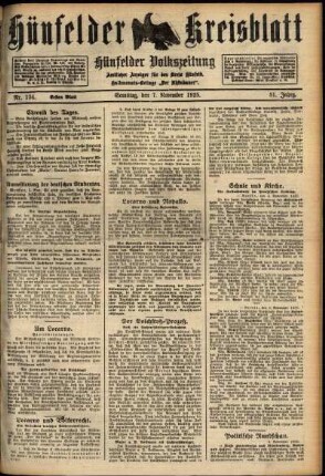 Erste Ausgabe vom Samstag, den 07. November 1925.