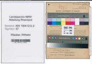 Entnazifizierung Wilhelm Wiacker , geb. 06.05.1890 (Unternehmer)