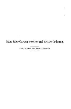 Sätze über Curven zweiter und dritter Ordnung.
