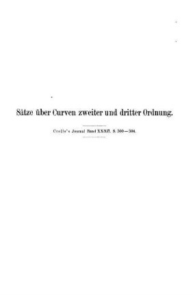 Sätze über Curven zweiter und dritter Ordnung.