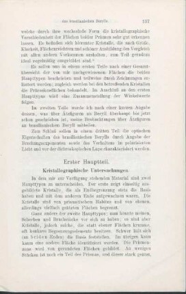 Erster Hauptteil. Kristallographische Untersuchungen.