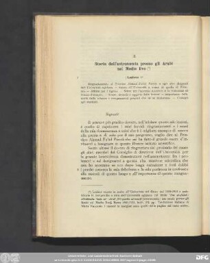 II. Storia dell'astronomia presso gli Arabi nel Medio Evo