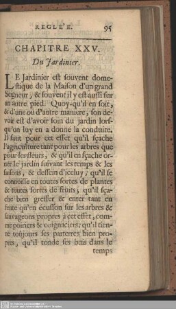 Chap. XXV. Du Jardinier