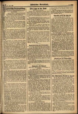 Zweite Ausgabe vom Mittwoch, den 21. Juli 1937.