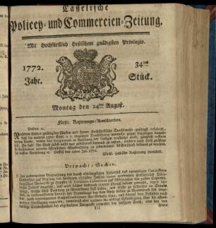 34tes Stueck, Montag den 24ten August 1772