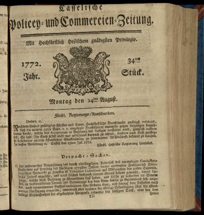 34tes Stueck, Montag den 24ten August 1772