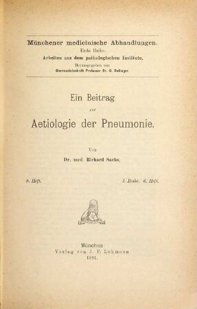 Ein Beitrag zur Aetiologie der Pneumonie