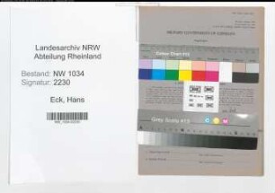 Entnazifizierung Hans Von Eck , geb. 06.12.1856 (Oberstleutnant)