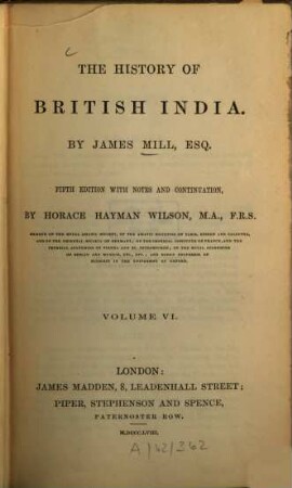 The history of British India : (In 10 vol.). 6