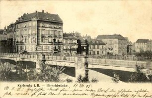 Postkartenalbum August Schweinfurth mit Karlsruher Motiven. "Karlsruhe i.B. - Hirschbrücke"