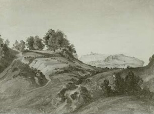 Italienische Hügellandschaft. (Unbezeichnete Ölskizze)