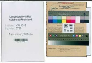 Entnazifizierung Wilhelm Ruessmann , geb. 02.11.1890 (Lehrer)