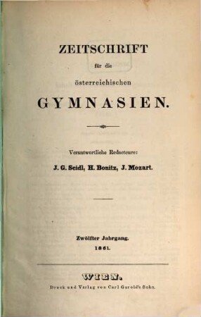 Zeitschrift für die österreichischen Gymnasien, 12. 1861