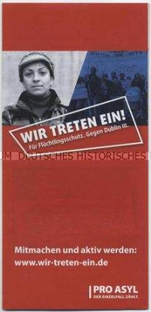Informationsschrift zur Kampagne "wir-treten-ein" für eine gerechte Flüchtlingspolitik