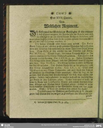 Das XVII. Capitel. Vom Weltlichen Regiment