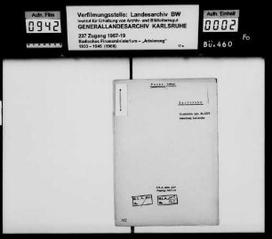 Fuchs, Arthur, Kaufmann, Karlsruhe Käufer: Erich Eha, Oberlandesgerichtsrat in Karlsruhe Lagerbuch-Nr. 5373 Karlsruhe siehe auch Nr. 461 - 462