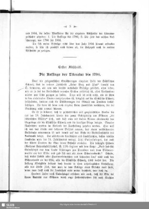 Erster Abschnitt. Die Anfänge der Literatur bis 1786