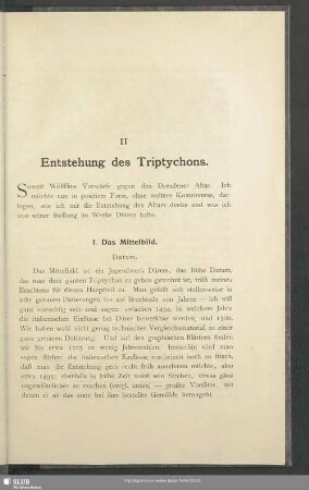 II. Entstehung des Triptychons
